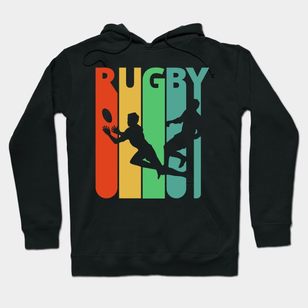 Rugby Silhouette, retro design. Hoodie by MadebyTigger